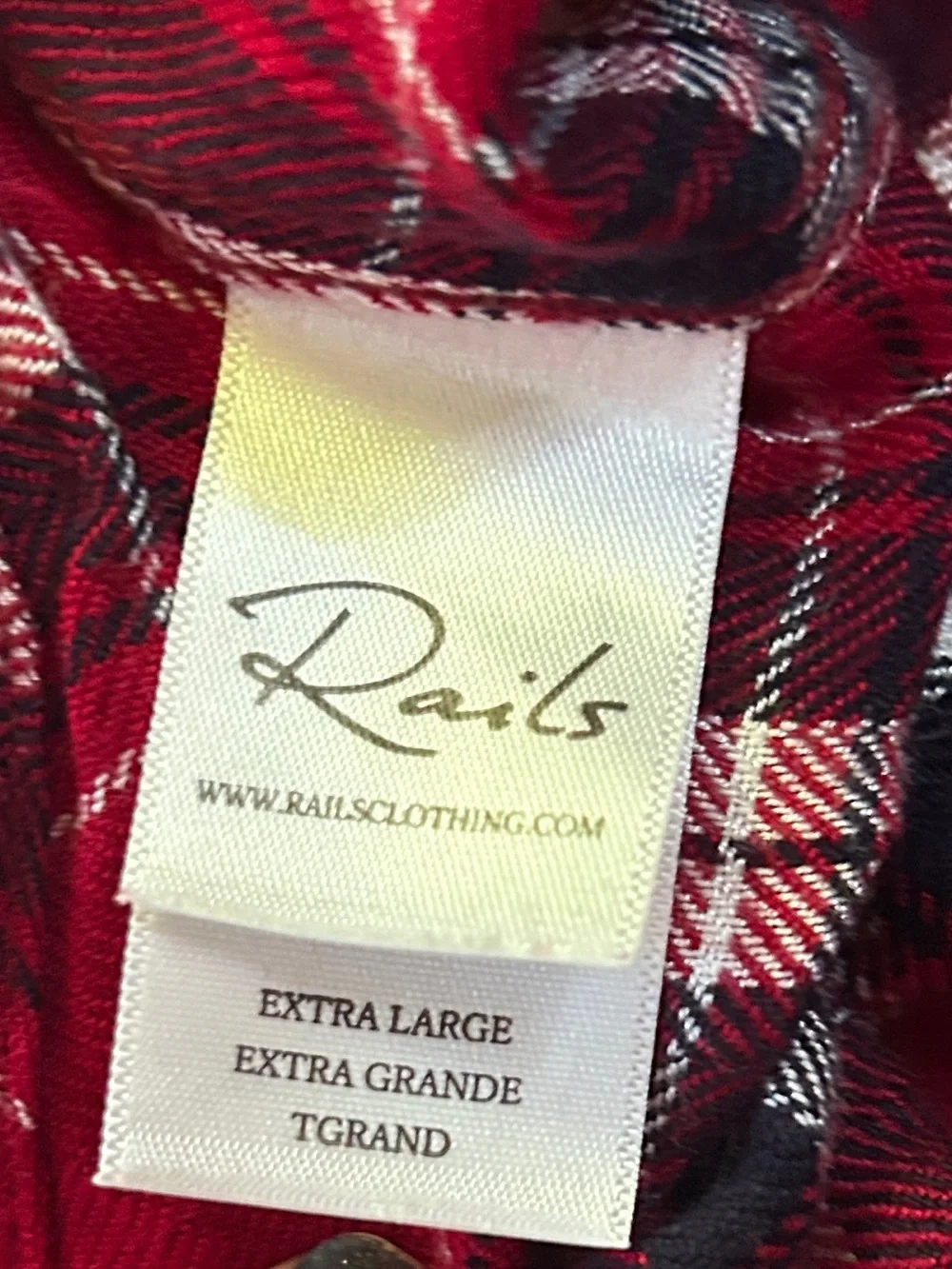 Rails Red Plaid Button Down Flannel Shirt Women’s XL NWT Lightweight Rayon Top - Picture 7 of 8